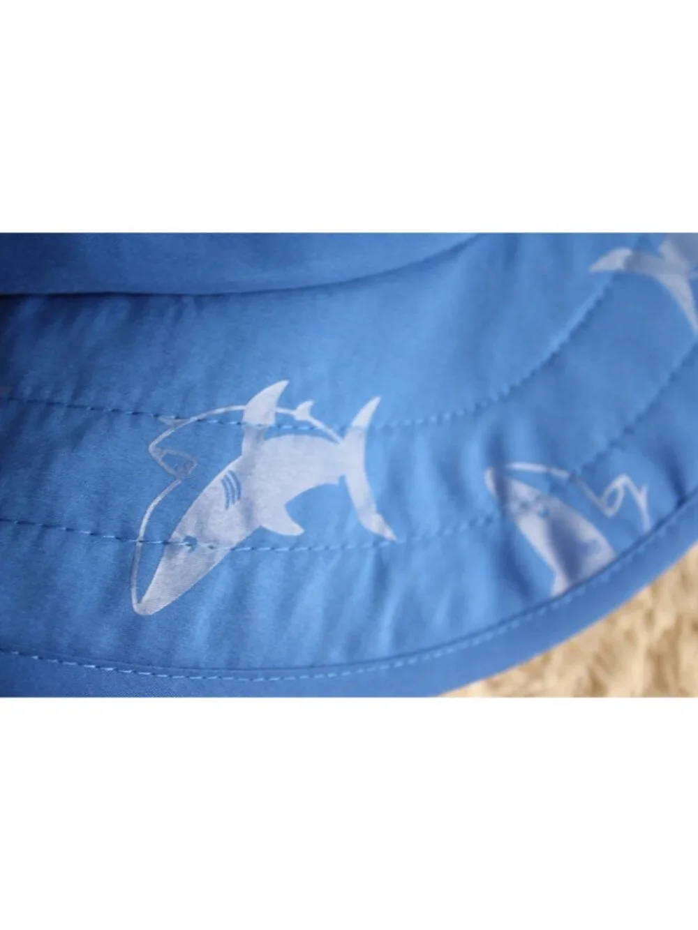 Sun Protection Kids Boys Shark Print Safari Sun Hat Blue Ages 3-10 Adjustable